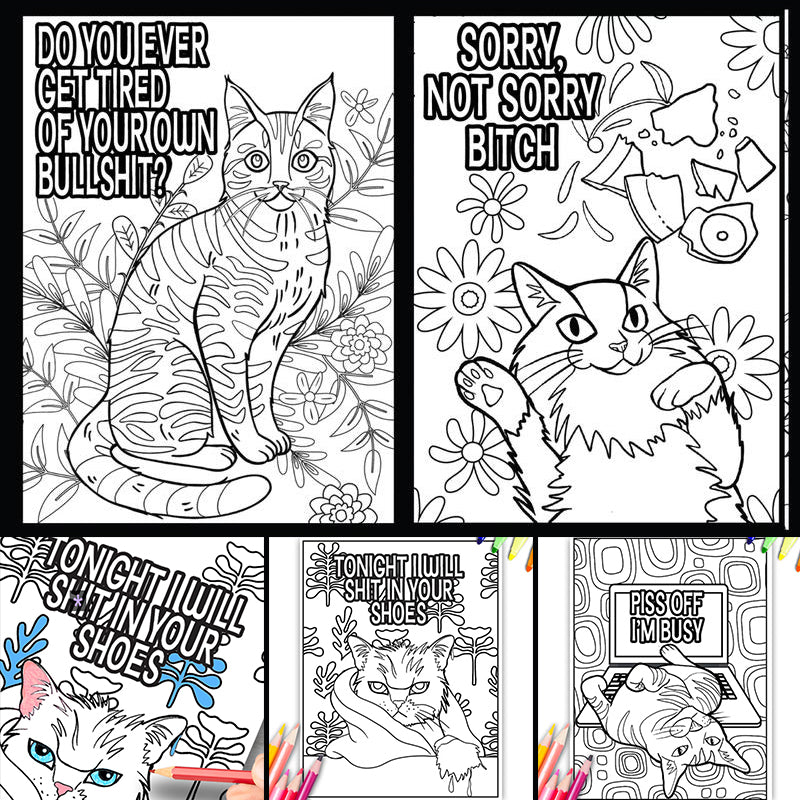 Funny Kitty Memes Coloring Book